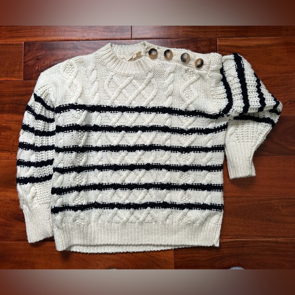 SEZANE James Jumper stripes Ecru/Navy | Size M | with FREE Sezane hair scrunchie - Picture 8 of 12